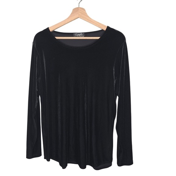Sympli Tops - Sympli Velvet Top Womens 12 Black Stretch Long Sleeve Made in Canada